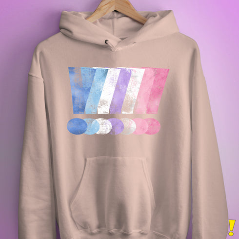 Bigender Pride Grunge Exclamation Points Hoodie - Light Pink